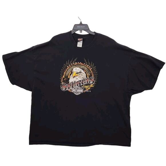 VTG HARLEY DAVIDSON 5XL T-SHIRT BLACK BALD EAGLE GRAPHIC XXXXXL STURGIS SD - Picture 1 of 7